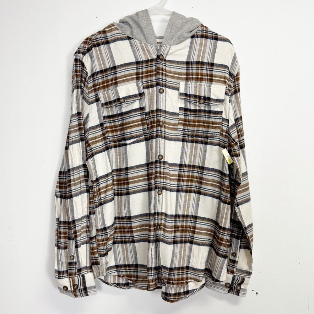 NEW Cactus Man Ricky Singh Hooded Button Up Shirt Mens XL Multicolor Plaid NWOT